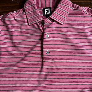 Pink and Black Striped Polo Shirt